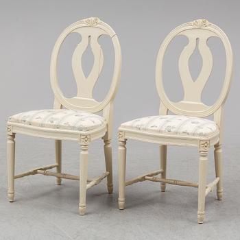 MATBORD SAMT 10 STOLAR, gustaviansk stil, 1900-talets slut.