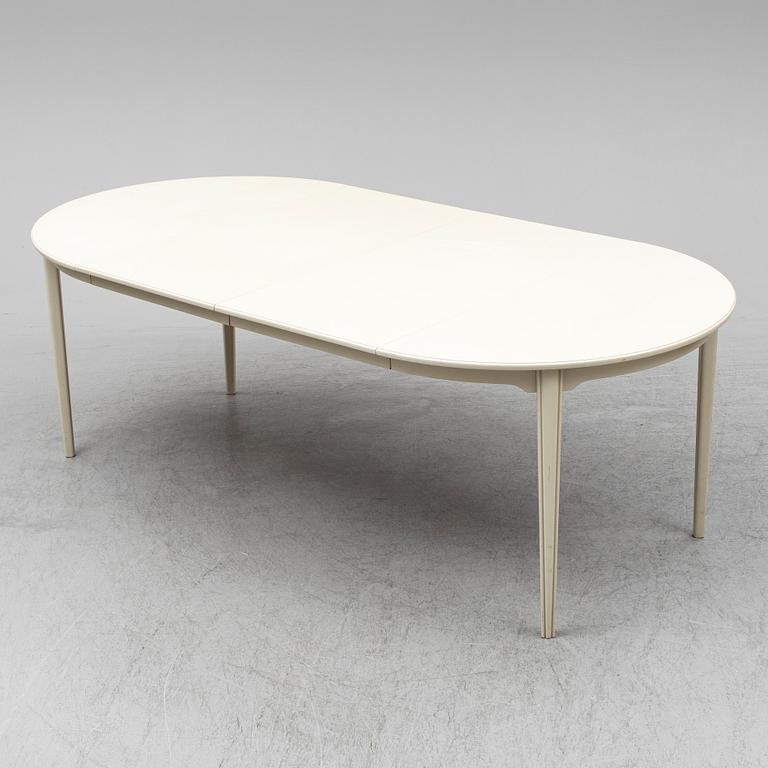 CARL MALMSTEN, matgrupp, 7 delar, 6 stolar samt bord. Två iläggskivor medföljer.