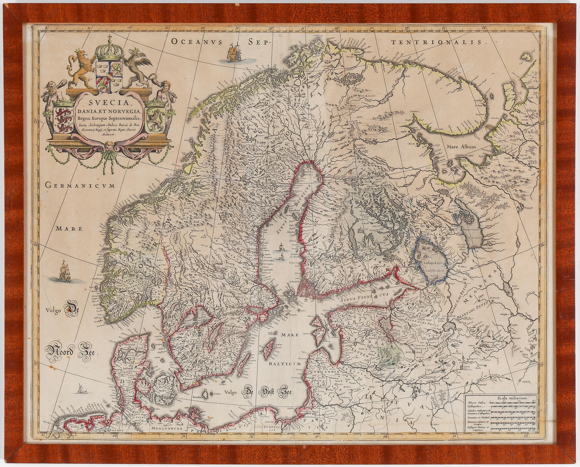 KARTA, delvis kolorerat kopparstick, 1700-tal.