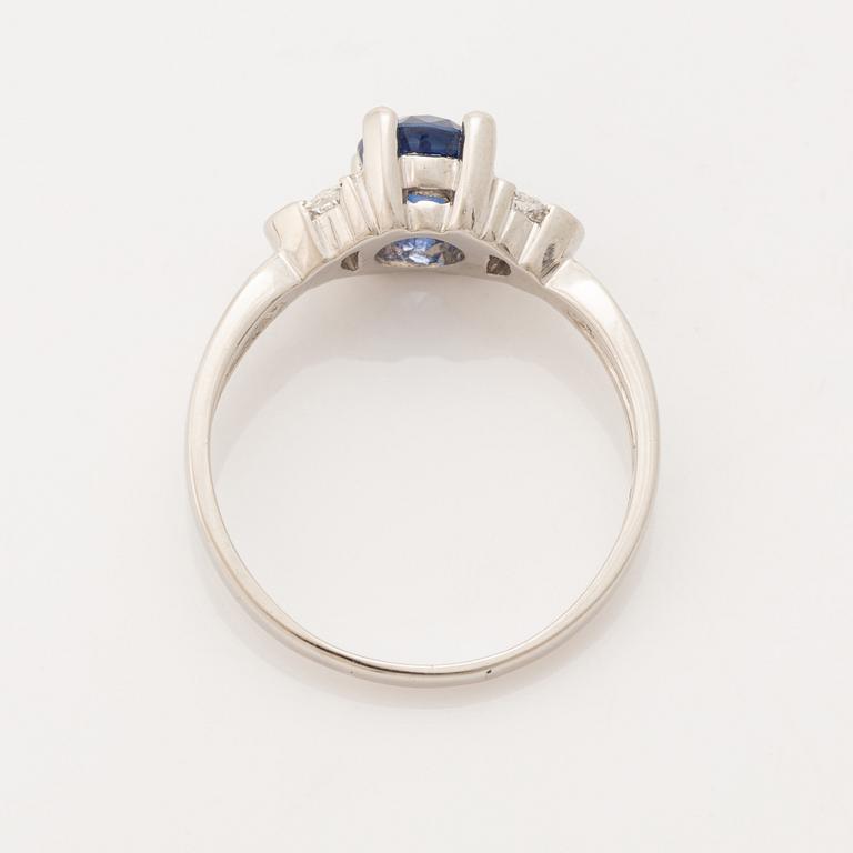 Sapphire and marquise cut diamond ring.