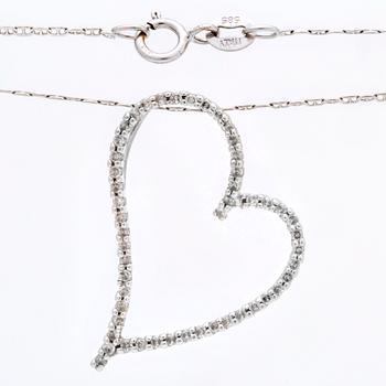 Pendant and chain, 14K whitegold brilliant-cut Diamonds, total length approx 48 cm.