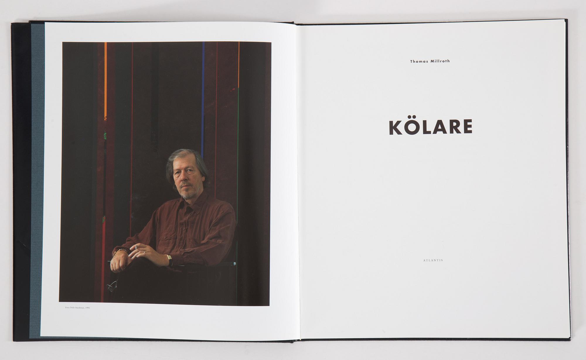 NILS KÖLARE, färgserigrafier, 3 st i mapp med bok, "Kolofon", signerade N. Kölare och numrerad 99/100 med blyerts.