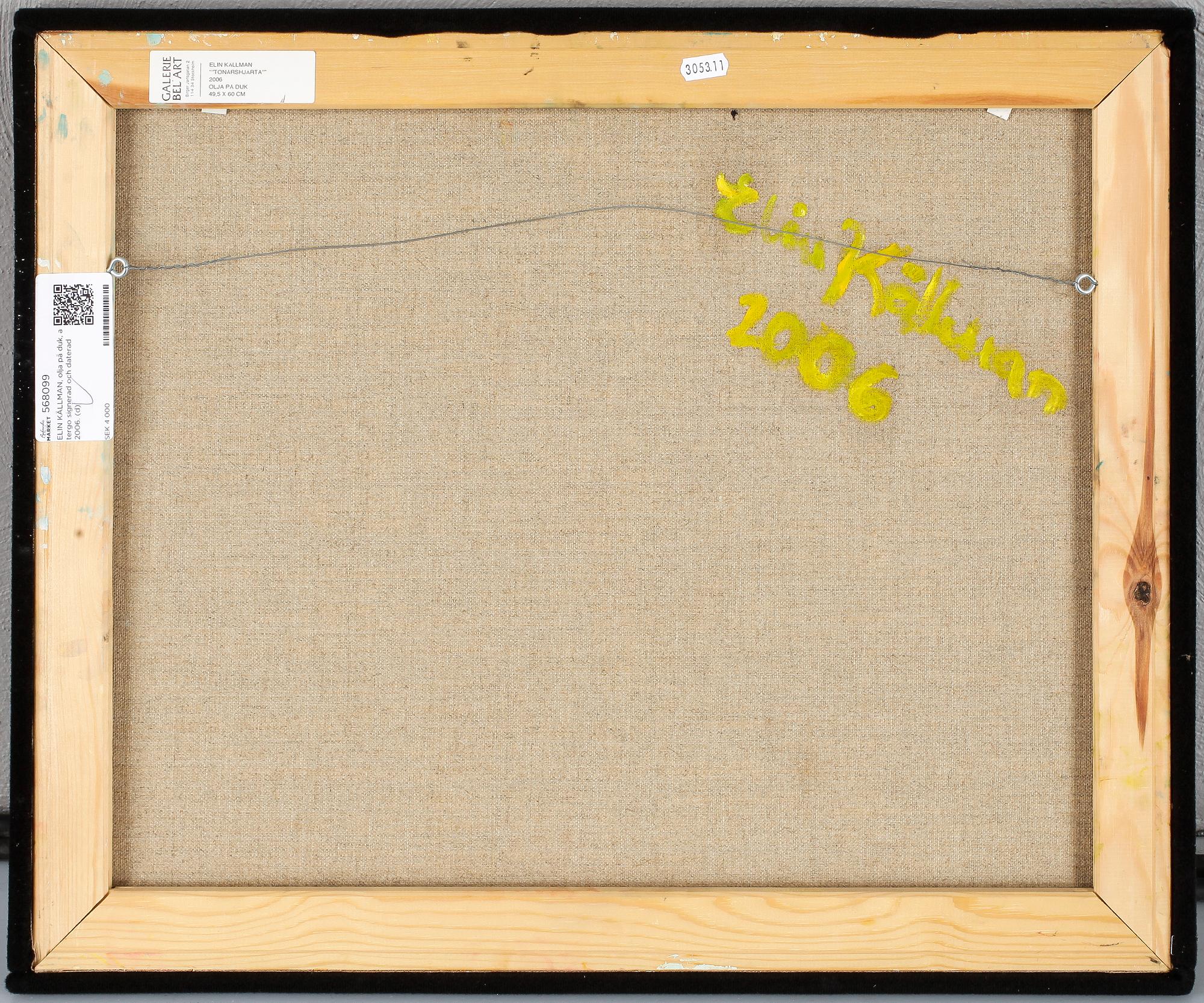 ELIN KÄLLMAN, olja på duk, a tergo signerad och daterad 2006.