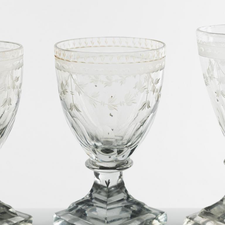 Five early 19th century glasses, Late Gustavian.