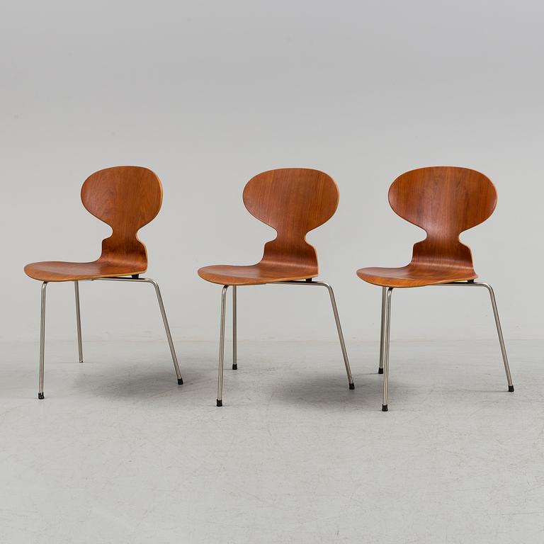 Three 'Myran' teak chairs from Fritz Hansen.