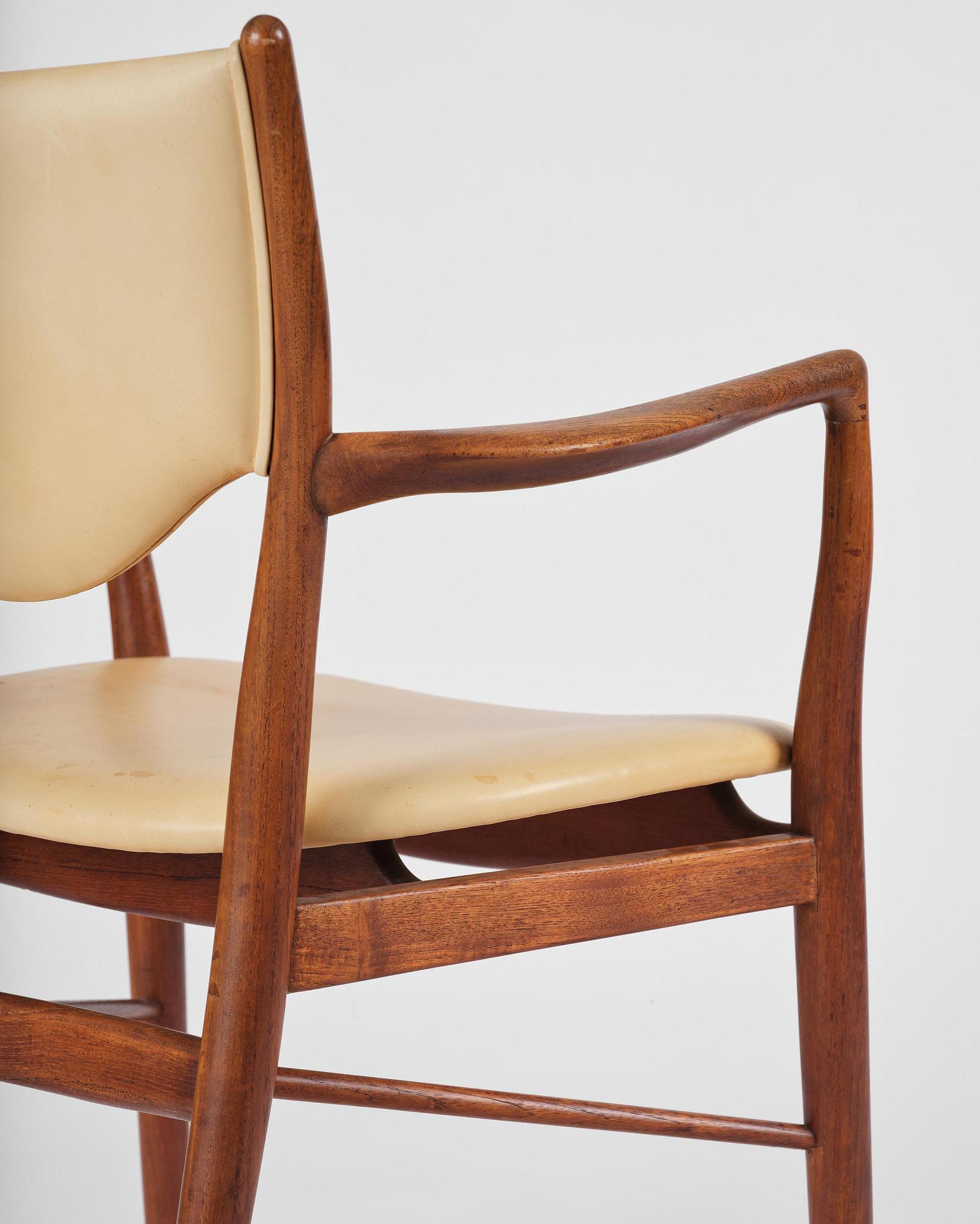 Finn Juhl, a set of six chairs and a pair of armchairs, model "Bo-63" and "Bo-72", Bovirke, Denmark, 1940s-50s.