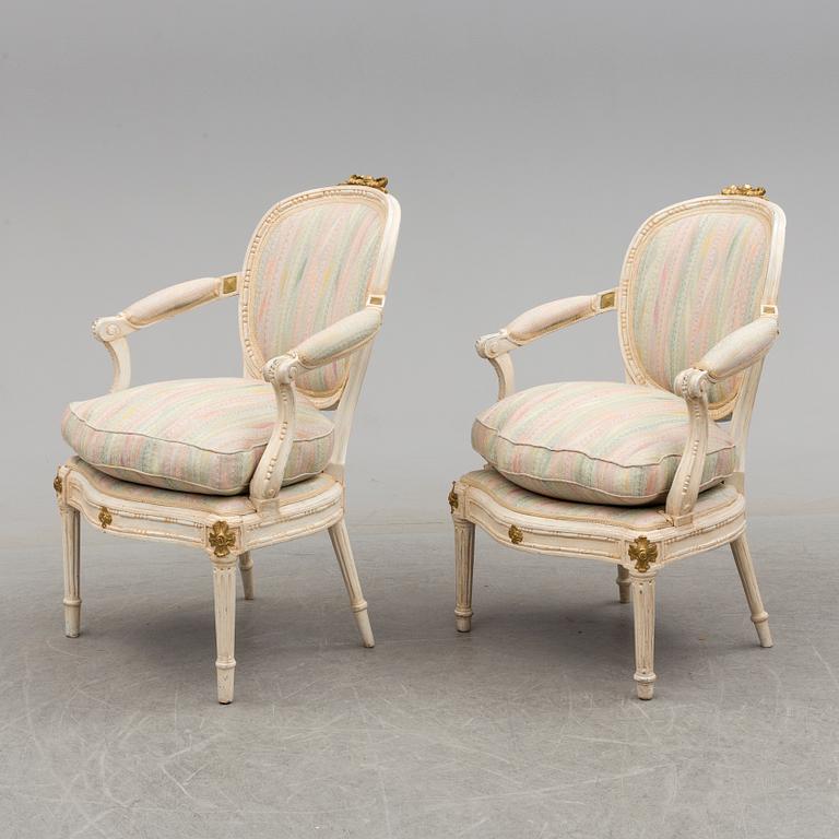 Two Louis XVI armchairs, France, late 18th century.