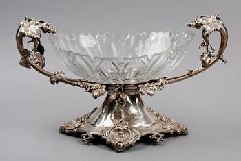 UPPSATSSKÅL, silver och glas, nyroroko, 1800/1900-tal.