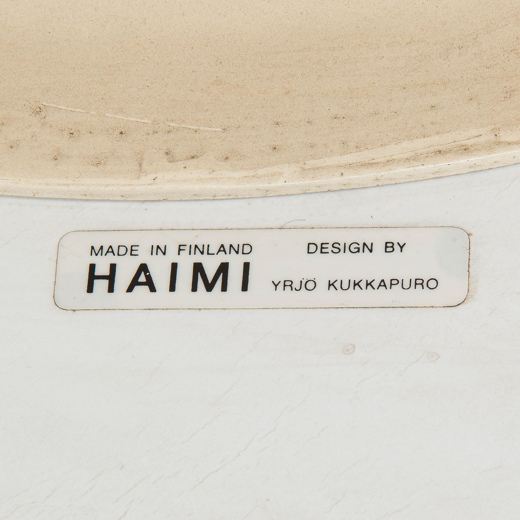 Yrjö Kukkapuro, pöytä "Saturnus" ja tuoleja, 4 kpl, "Junior", Haimi, 1960-luku.