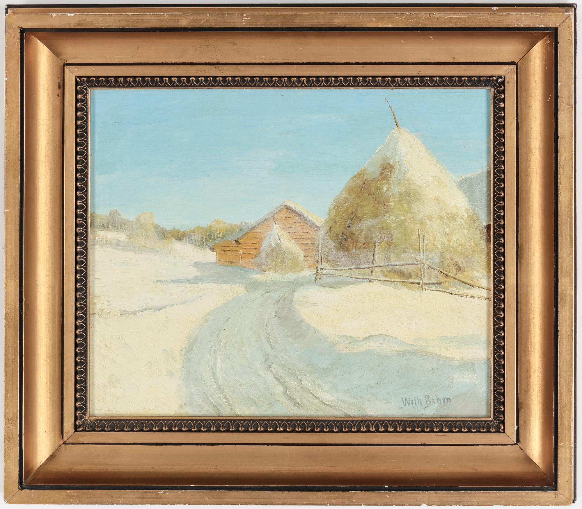 WILHELM BEHM, olja på pannå, signerad.