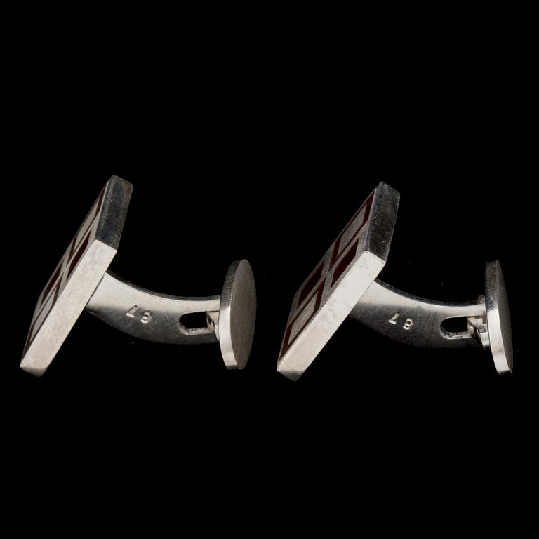 A pair of 'Mosaic' Georg Jensen cufflinks, sterling  Silver and enamel.