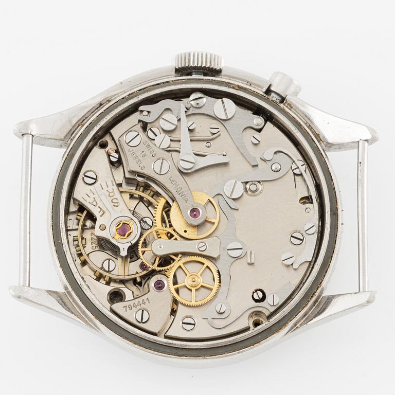 Lemania, Tg 195, "Tre kronor", kronograf, armbandsur, 40 mm.