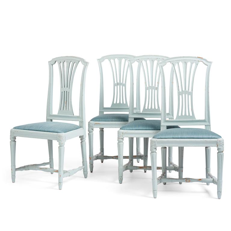A set of four Gustavian chairs by E. Öhrmark (master in Stockholm 1777-1813).