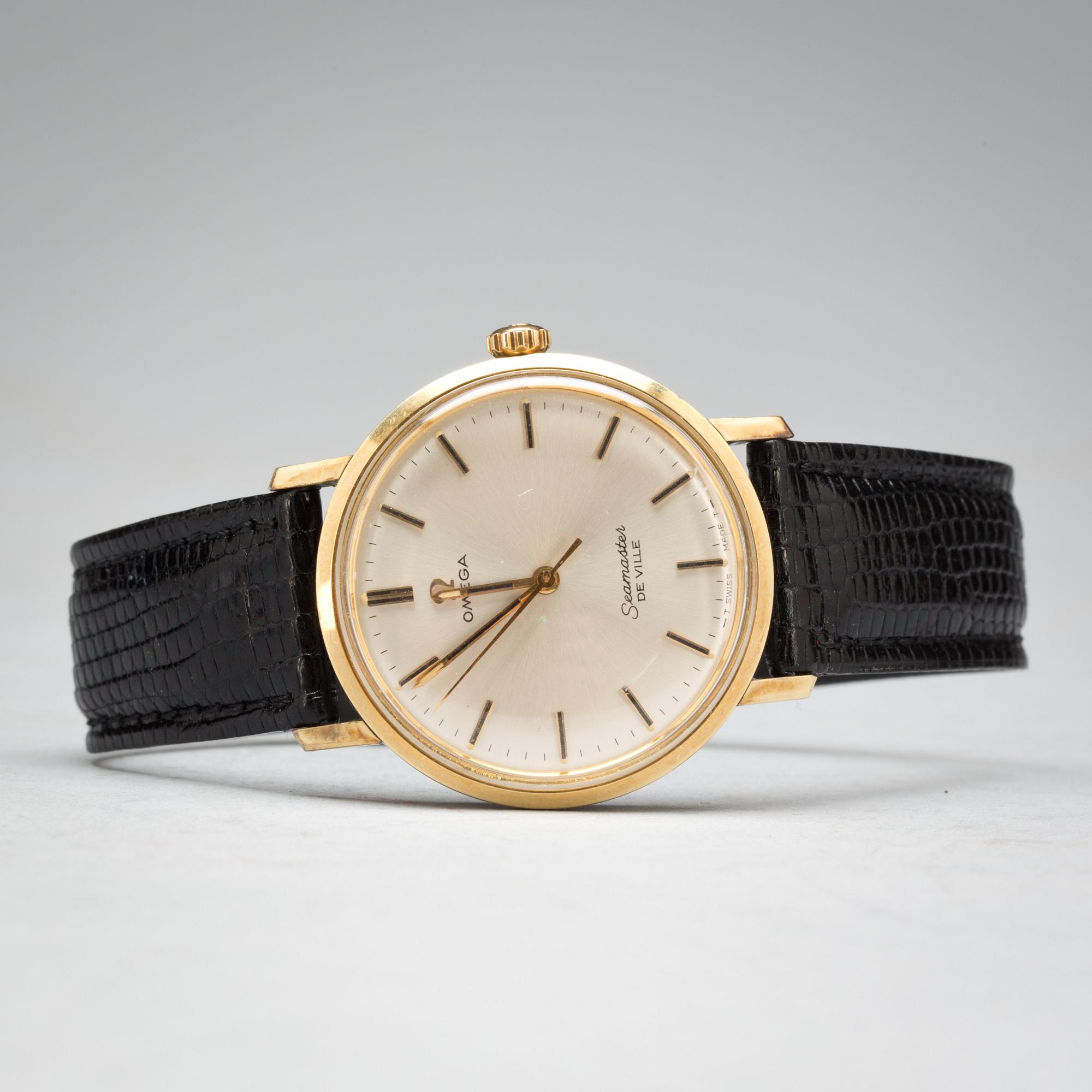 ARMBANDSUR, 14 k guld på stål, Omega Seamaster "De Ville". 1964.