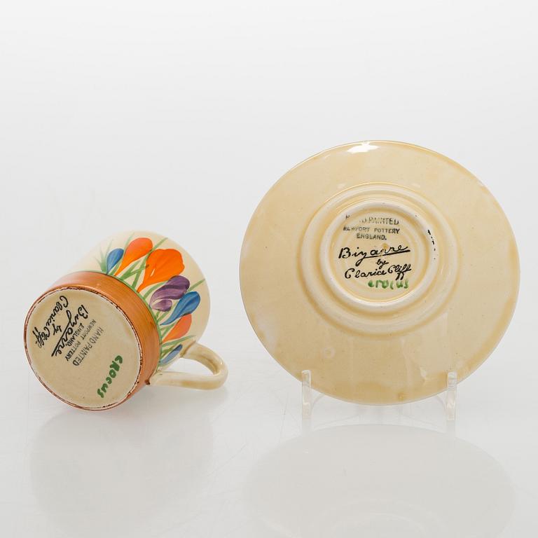 Clarice Cliff, 10-piece coffee service, stamped "Crocus", England.