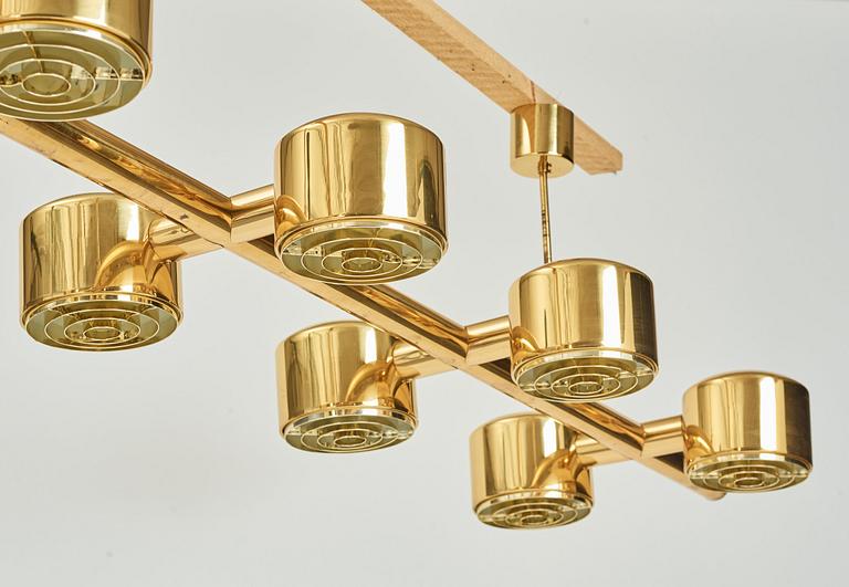 Hans-Agne Jakobsson, a 12 lights brass ceiling lamp, model 746/12, Markaryd Sweden, 1960-70's,