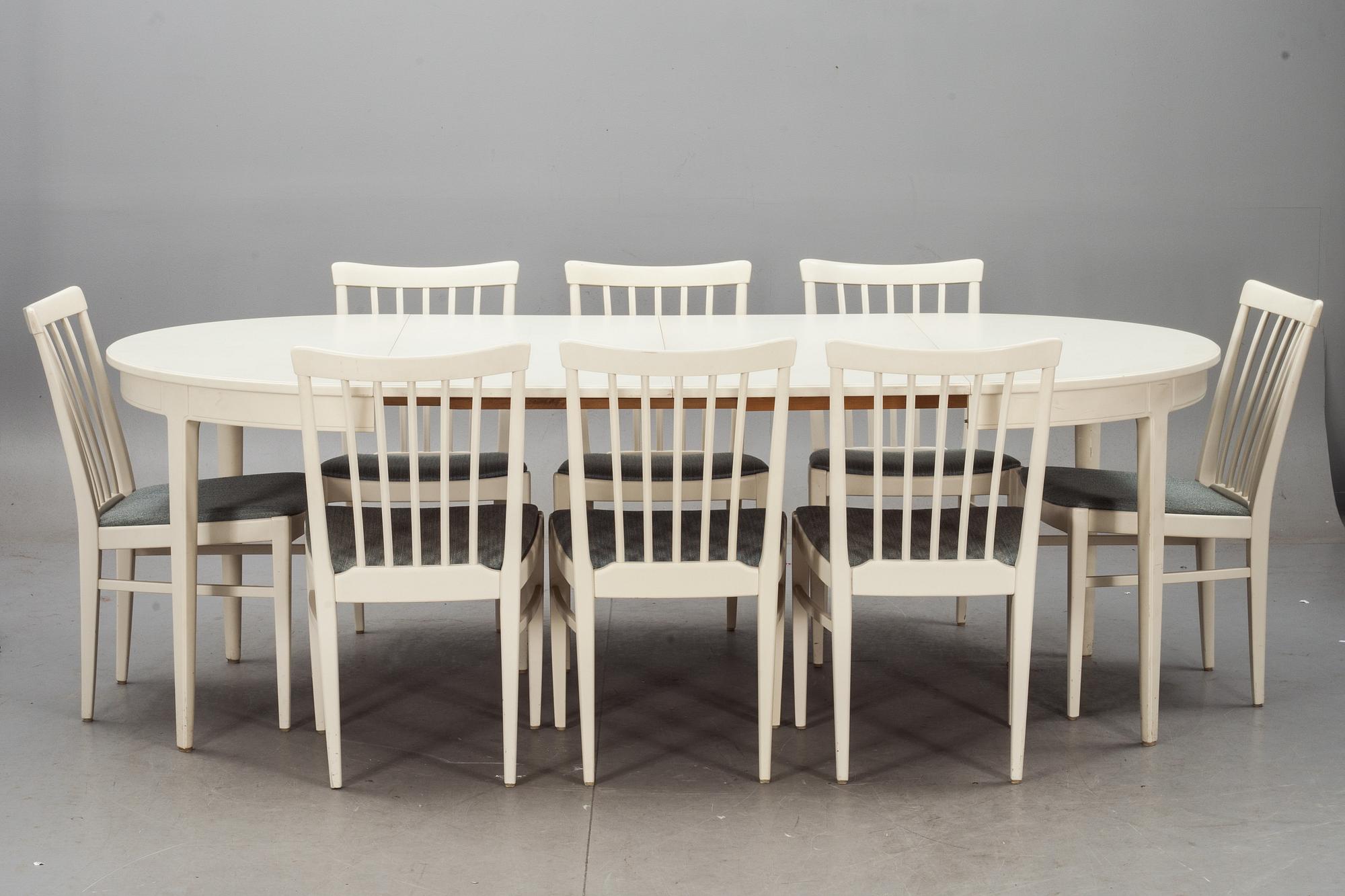 MATSALSMÖBLEMANG, 9 delar, "Herrgården", Carl Malmsten, Bodafors, märkta.