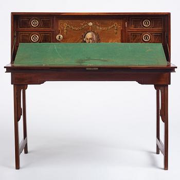 A Gustavian travel secretaire by Georg Haupt (master in Stockholm 1770-1784), signed.