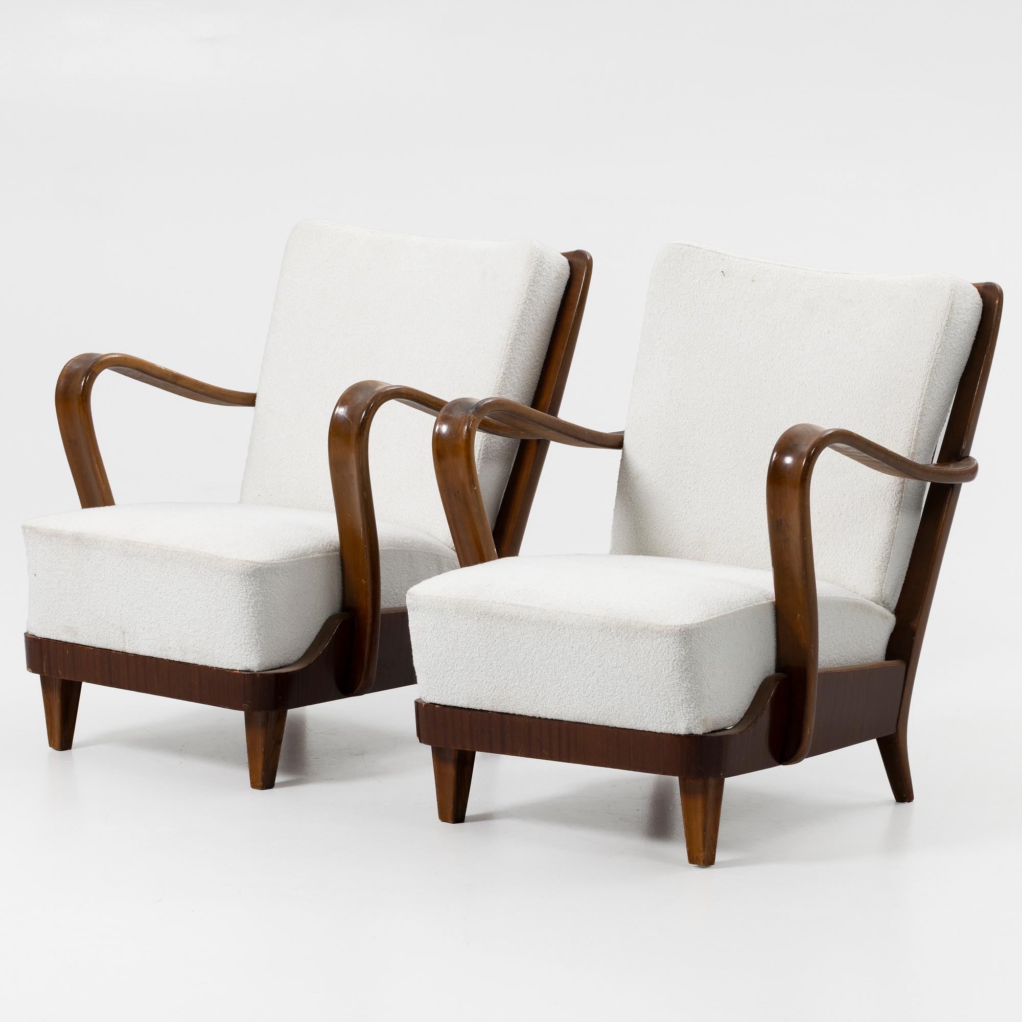 Armchairs, a pair, 1940s/50s.