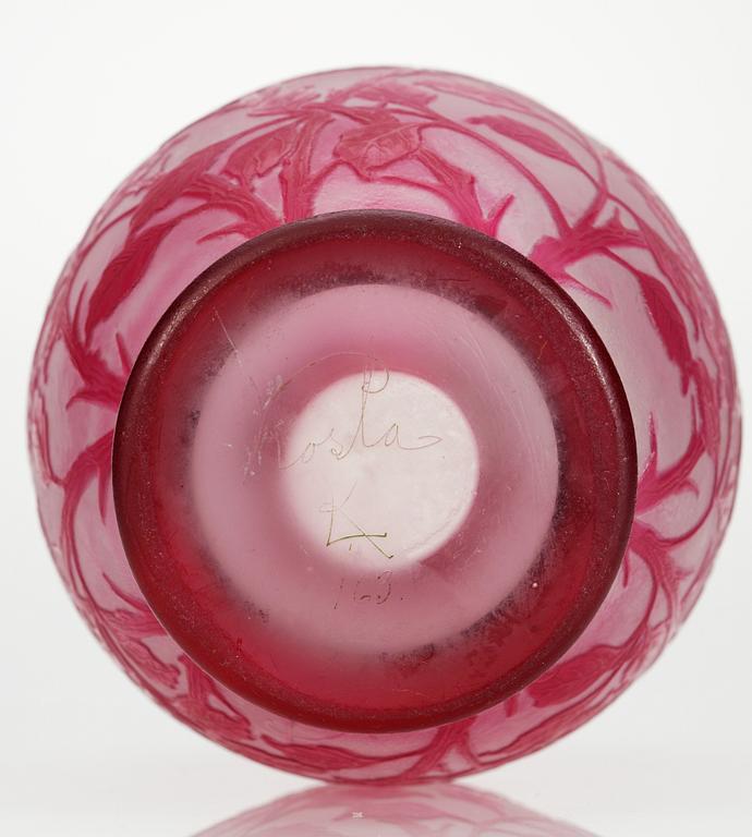 A Karl Lindeberg Art Nouveau cameo glass vase, Kosta.