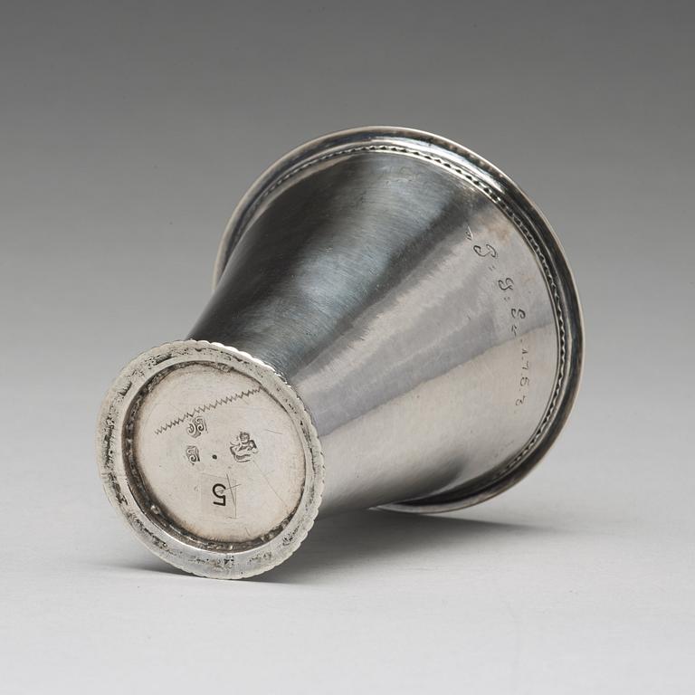 A Swedish 18th century parcel-gilt silver beaker, mark of Lars Castman, Vimmerby 1740's.