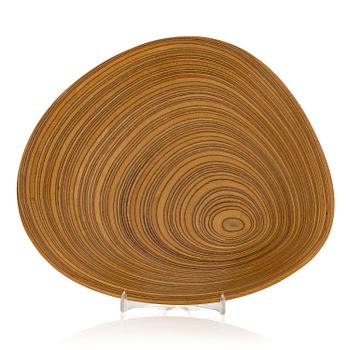 Tapio Wirkkala, a plywood dish, signed TW.