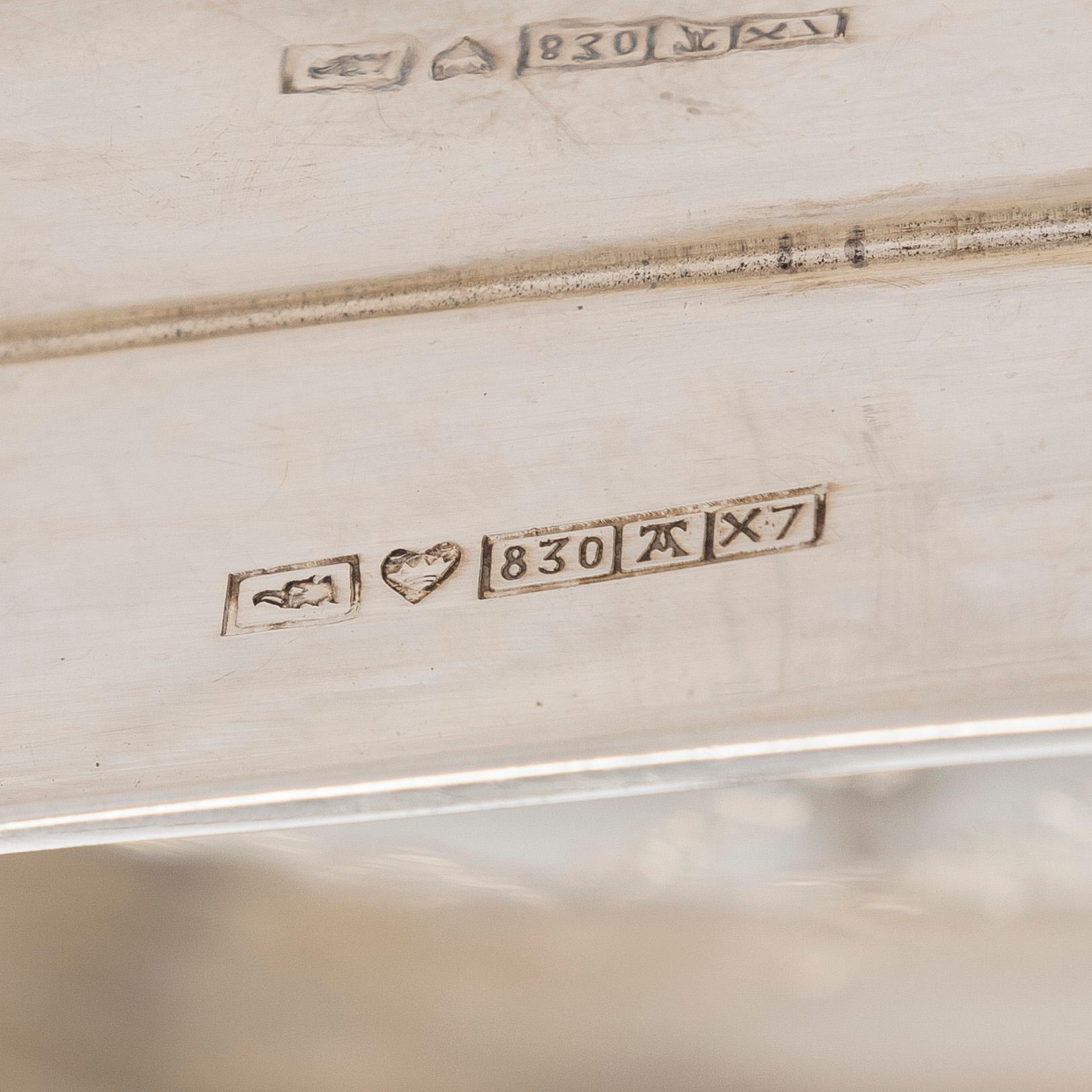 Starkvinglas, 4 st, samt serveringskål, silver, Kultakeskus Tavastehus 1947 och Auran Kultaseppä Oy 1975, Åbo.