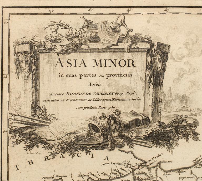 KARTA, "Asia Minor" Robert de Vaugondy 1756.