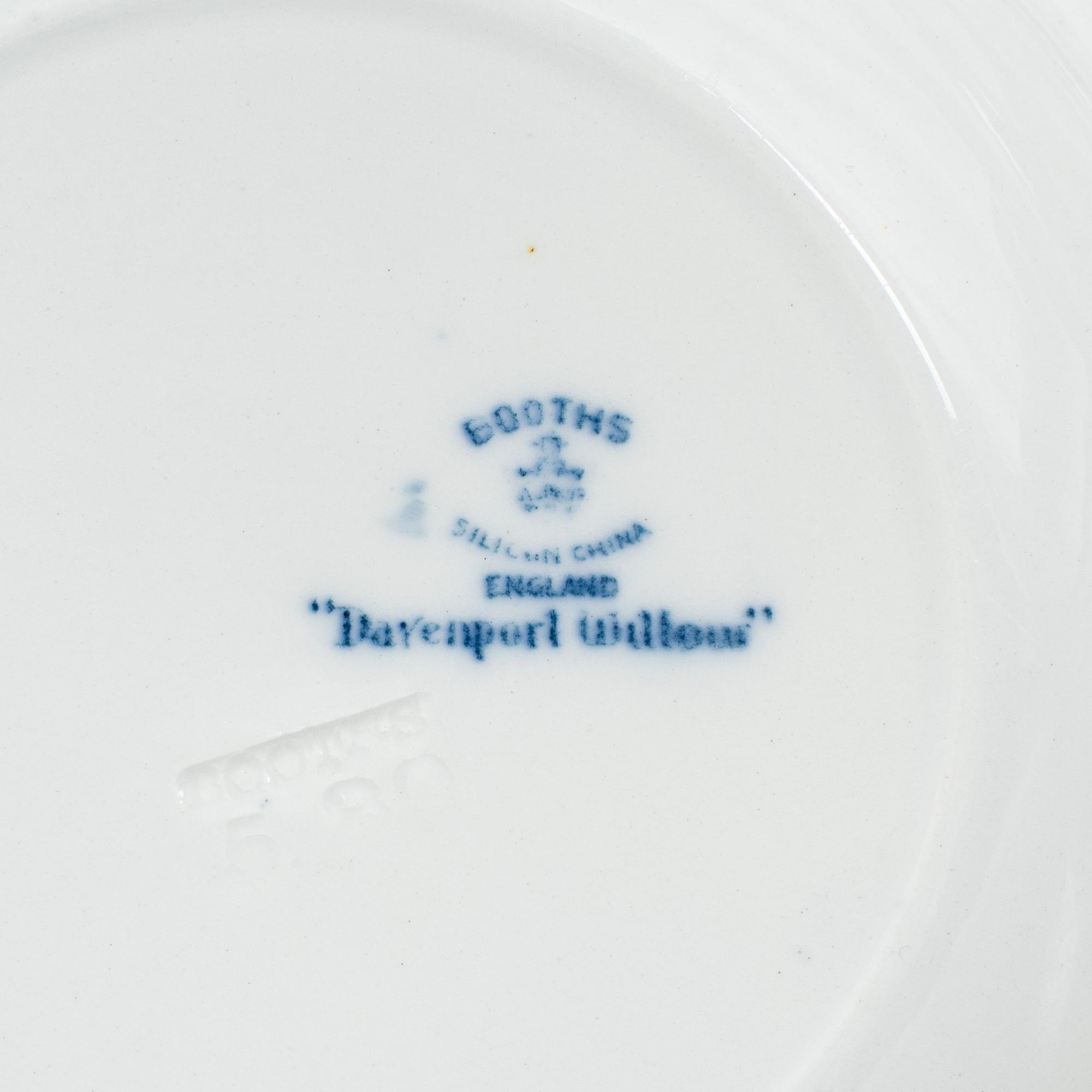 Matservis, flintgods, "Davenport Willow", Booths, England, tidigt 1900-tal.