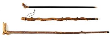 DAMKÄPP, KÄPP samt VANDRINGSSTAV, trä, 1900-tal.