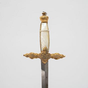 A Swedish small-sword, 19th Century, with scabbard.