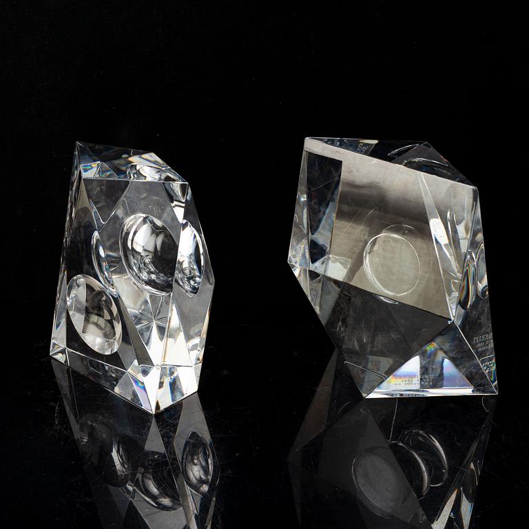 Jan Johansson, a pair of signed glass sculptures Orrefors later part of the 20th century.