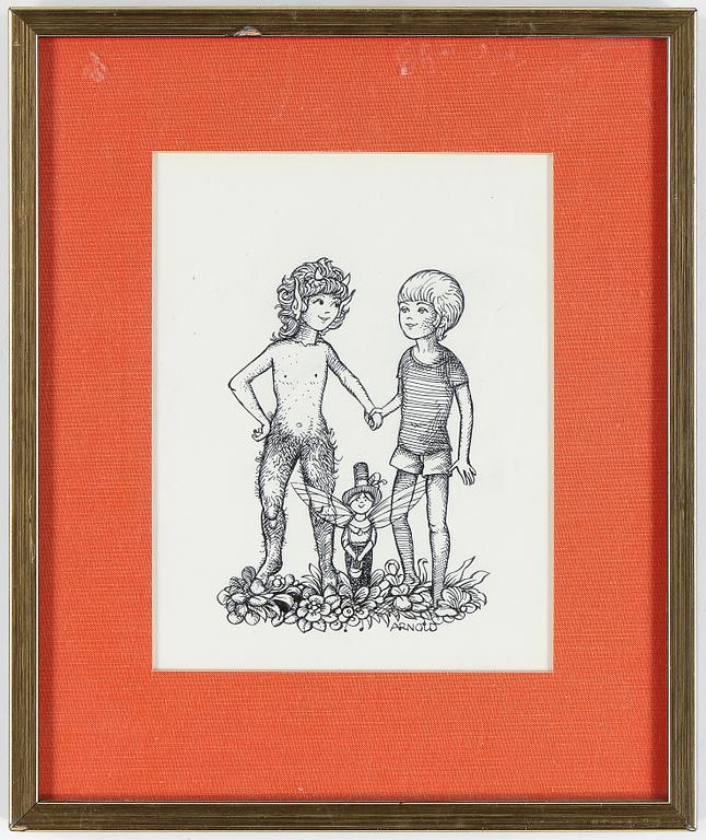 HANS ARNOLD, tuschteckningar, 3 st, signerade.