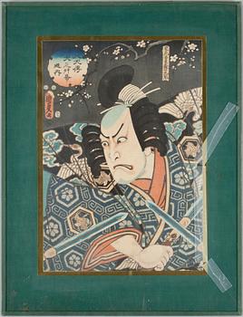 KUNISADA TOYOKUNI III, träsnitt, 3 st, 1800-tal.