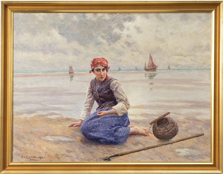 Emil Lindgren, Kvinna på strand i Bretagne.