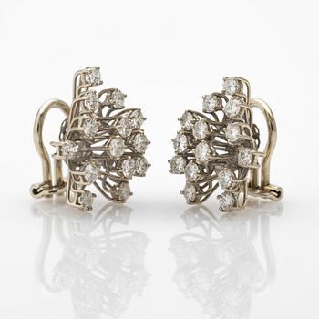 Earrings, a pair, 18k white gold and brilliant-cut diamonds.