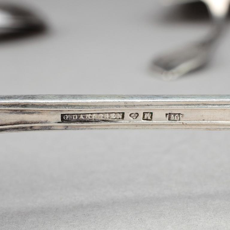 PARTI SILVER, 38 delar, bland annat Gustaf Möllenborg Feron, 1856. Total vikt ca 1187g.