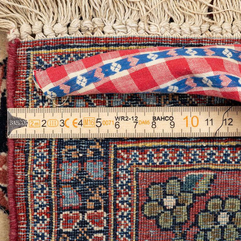 An antique pictoral Isfahan carpet, Central Persia, "Yusuf & Zuleika", c. 208 x 142 cm.