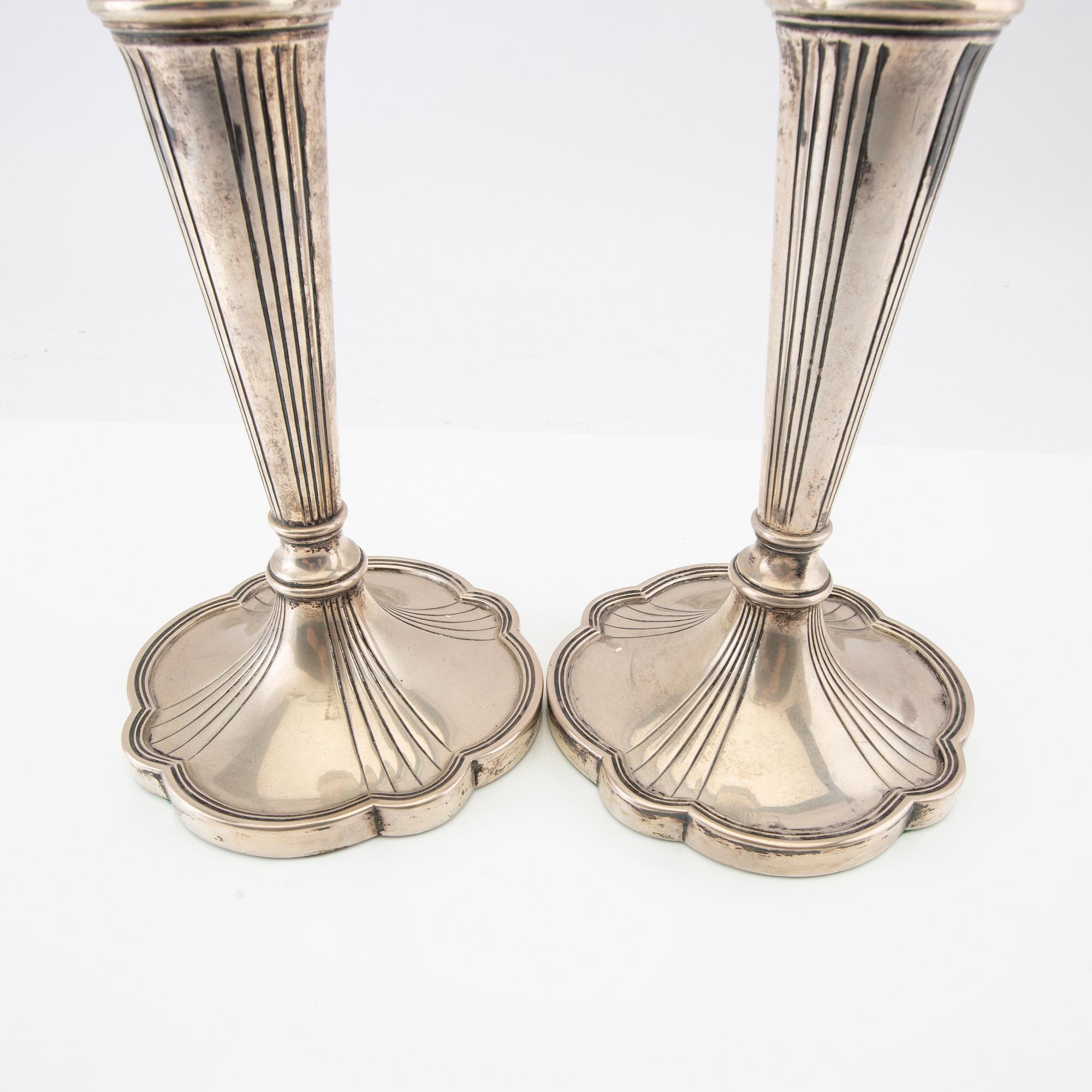 Candlesticks, 1 pair, silver, Swedish import marks.