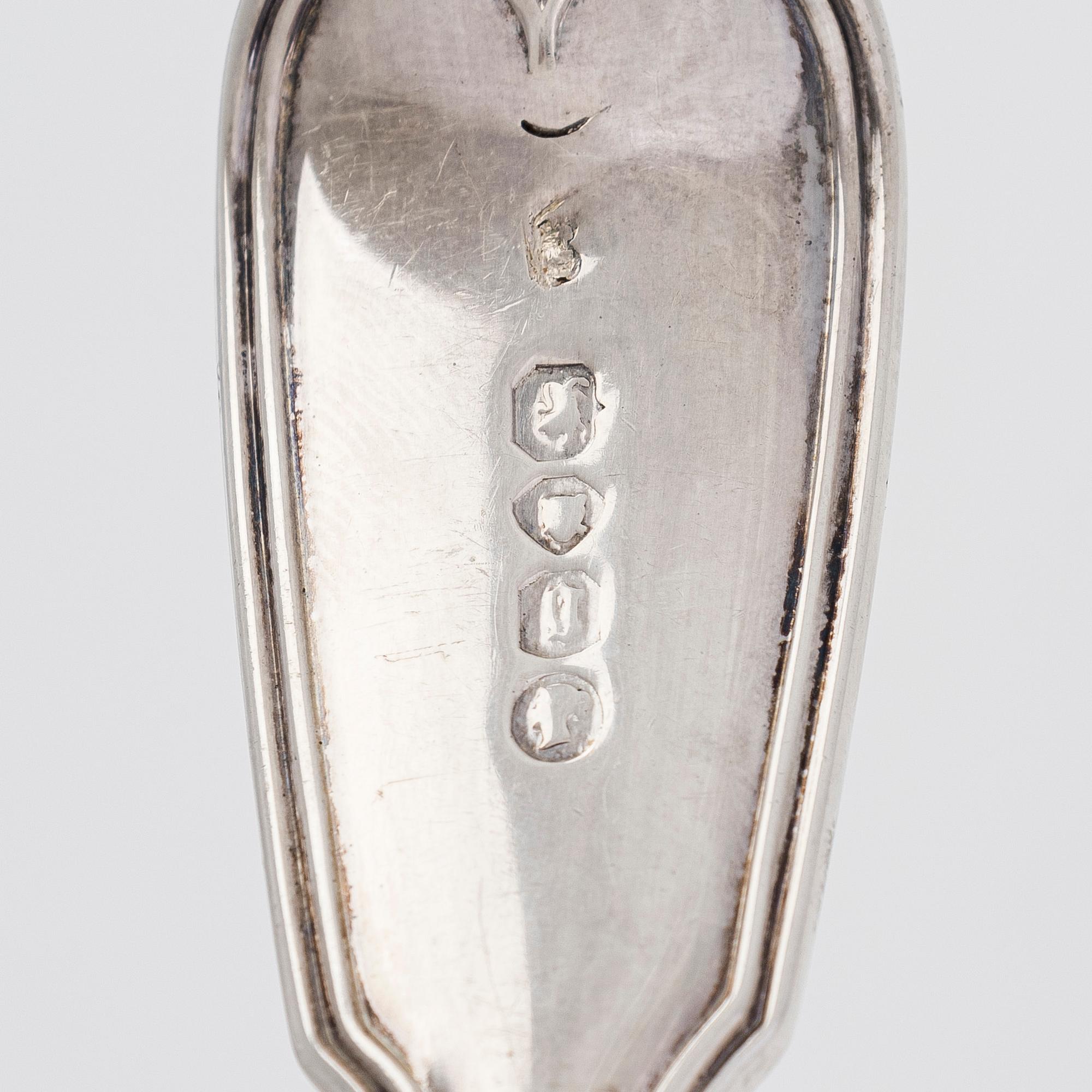 Fiskserveringsbestick, sterlingsilver, London England 1862.