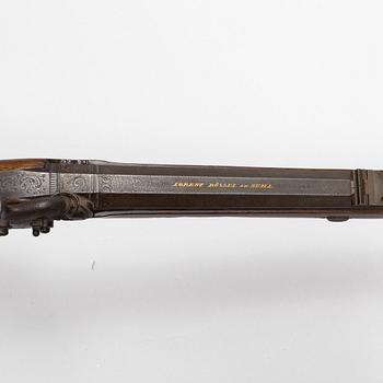 Slagslåsstudsare, märkt Lorentz Bössel in Suhl, 1800-talets mitt.