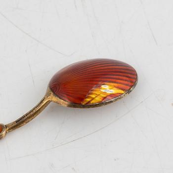 Anton Michelsen, six sterling silver and enamel teaspoons, Denmark.