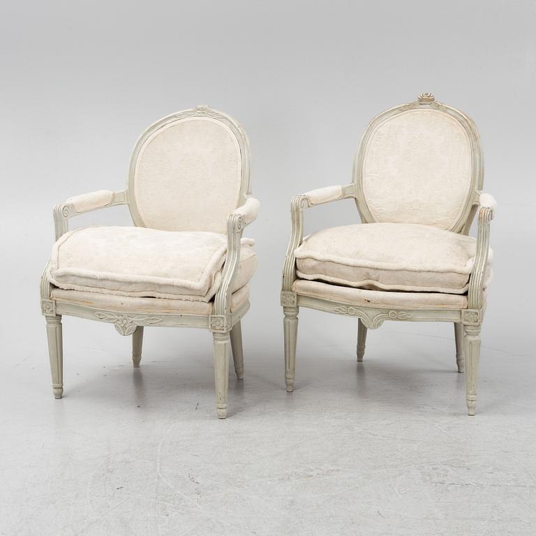 A matched pair of Gustavian armchairs, second part of the 18th Century.