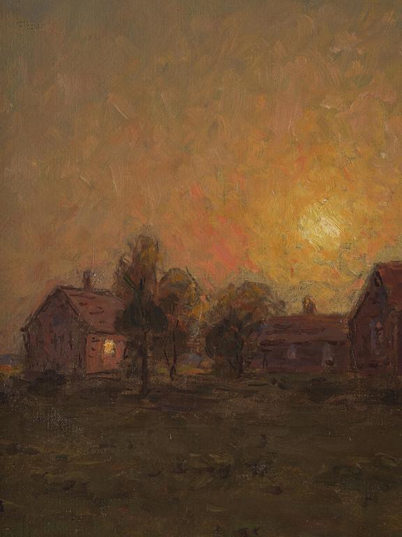 Per Ekström, Dawn landscape with red cottages.