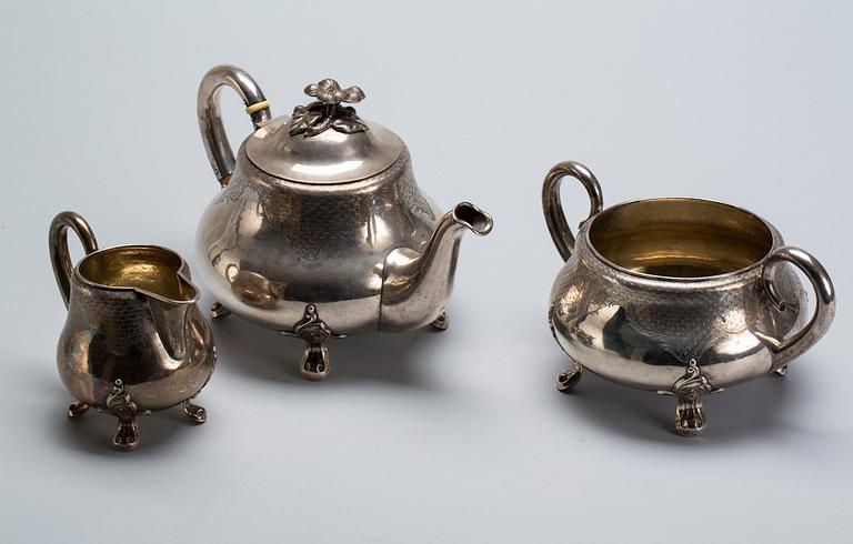 TESERVIS, 3 delar, silver, Peter Hertz, Köpenhamn, 1860, vikt ca 900g.