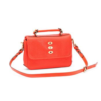 828. MULBERRY, a neon leather satchel in flame shiny graine, "Bryn".