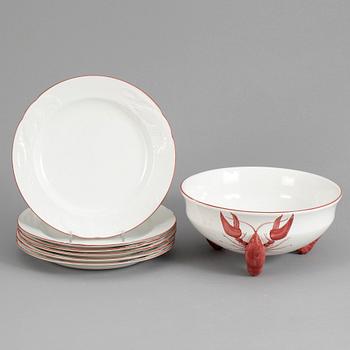 KRÄFTSERVIS, 7 delar, flintgods, Alf Wallander, Rörstrand, 1900-talets första hälft.