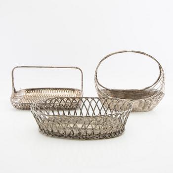 Bread baskets 3 pcs white metal first half of the 20th century.