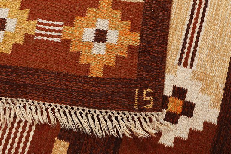 Ingegerd Silow, a flatweave carpet, signed IS, c. 241 x 167 cm.