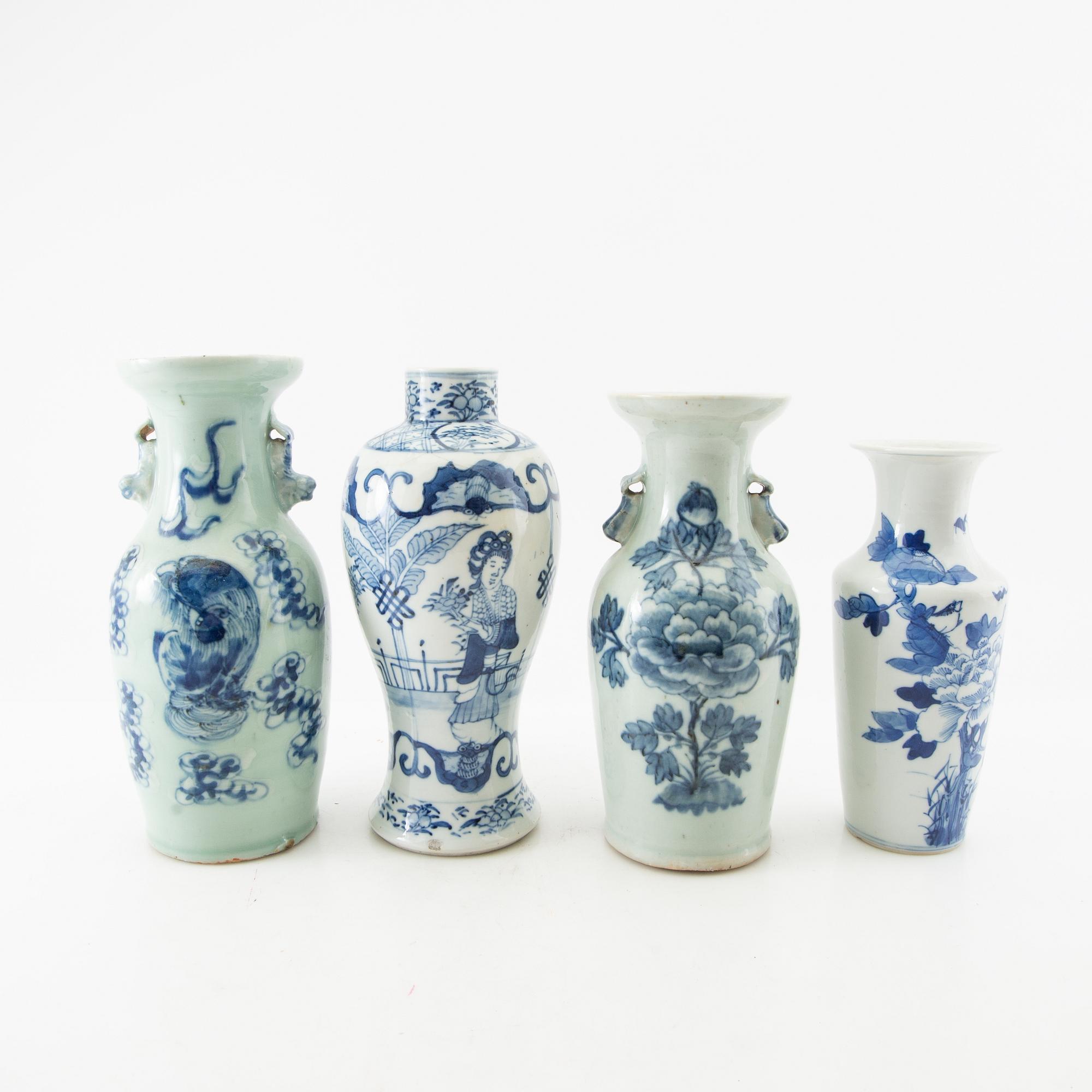 Vaser 4 st Kina sen Qing/1900-tal porslin.